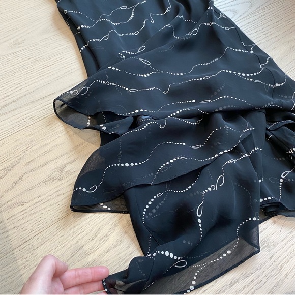 EVAN PICONE Vintage Dress, Black V-Neck Sleeveless, Long, Ruffles, Ties, US M - Picture 12 of 13